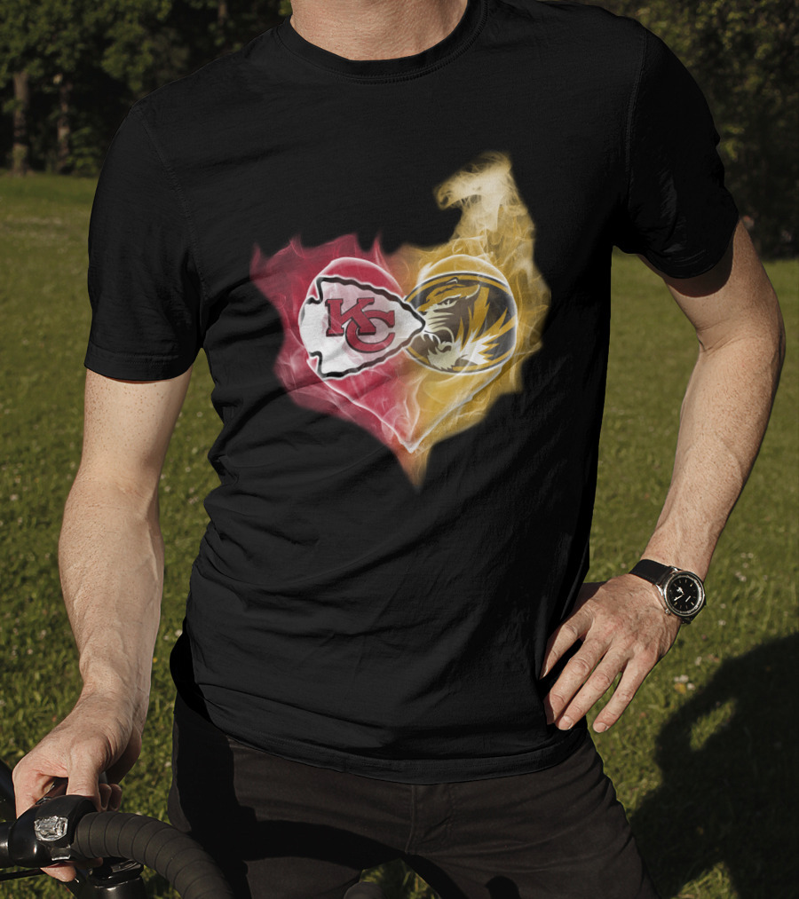 Chiefs Missouri Tigers Kc Smoke Heart T-Shirt