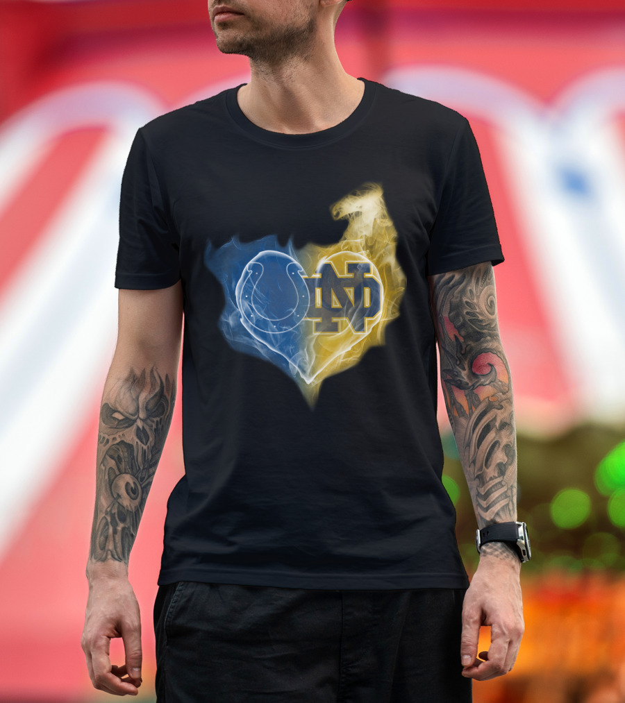 Colts Notre Dame Fighting Irish Flame Heart T-Shirt