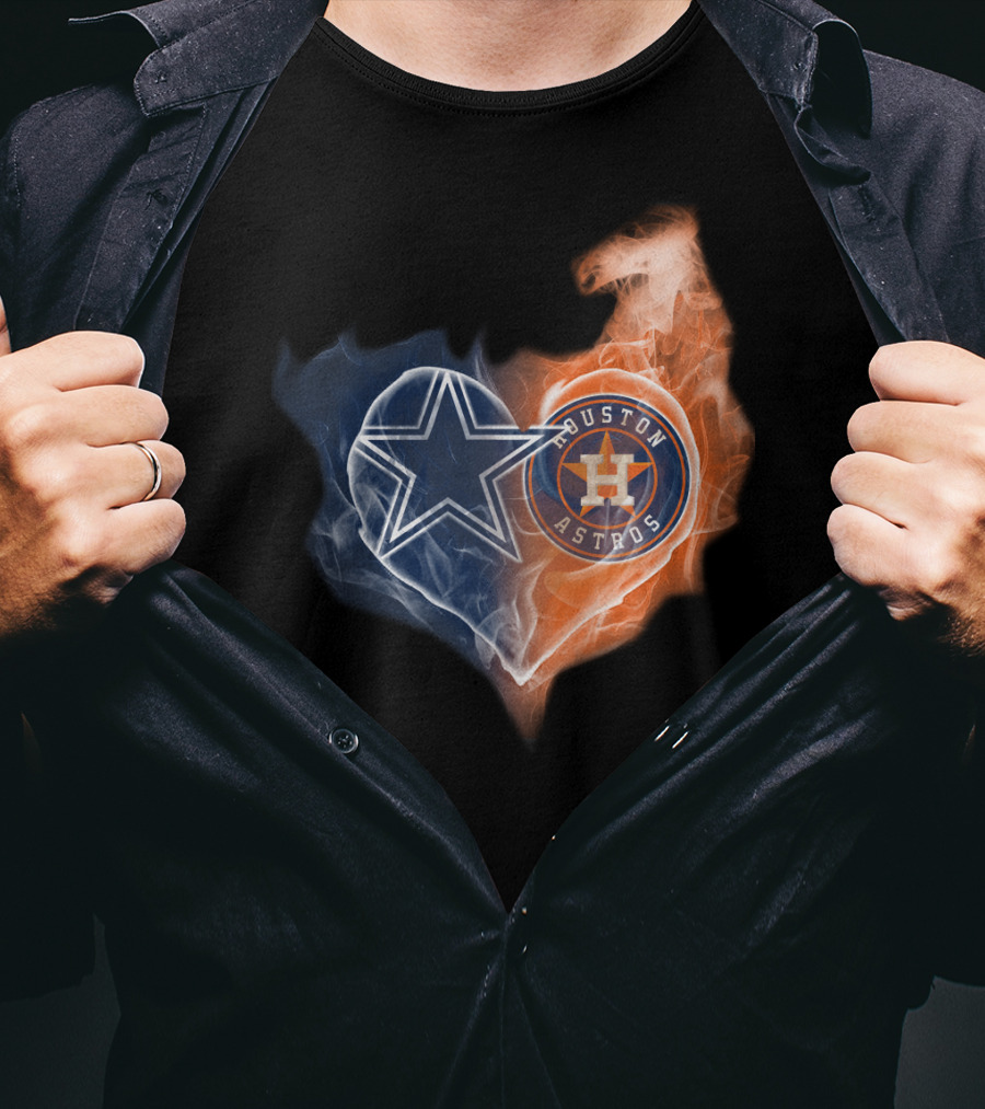 Dallas Cowboys Houston Astros Heartfire Collaboration T-Shirt
