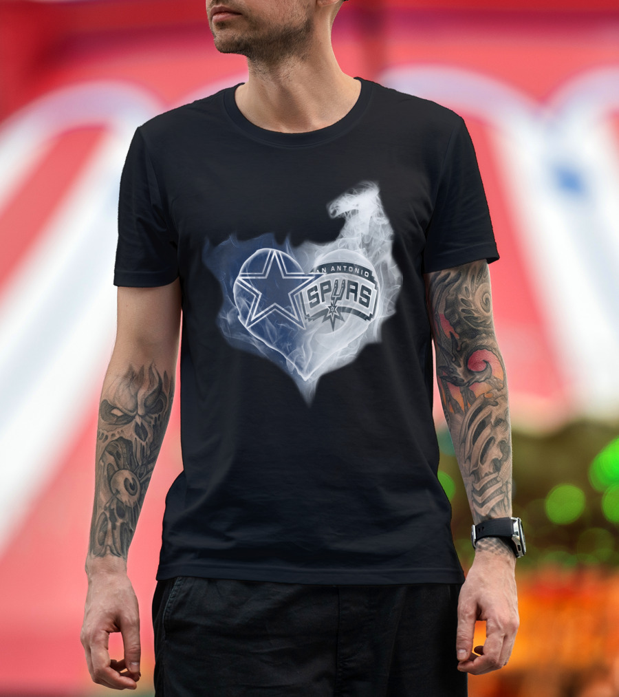 Cowboys San Antonio Spurs Heart Smoke T-Shirt