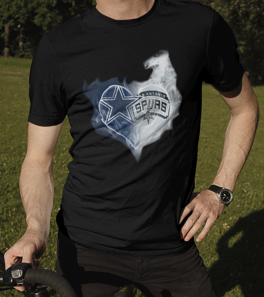 Cowboys San Antonio Spurs Heart Smoke T-Shirt