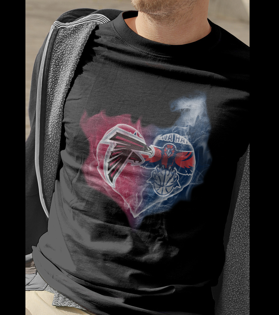 Falcons Atlanta Hawks Heart Logo Fusion T-Shirt
