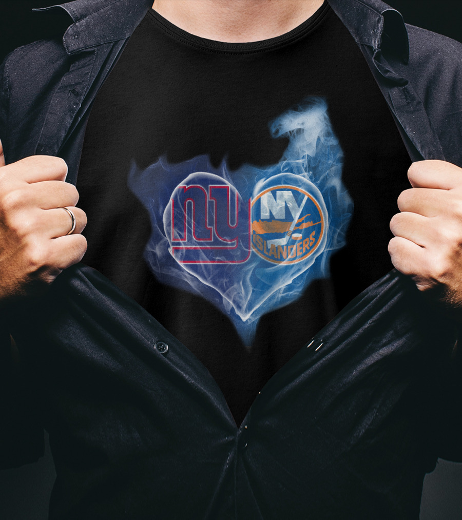 NY Giants Islanders Heart Smoke T-Shirt