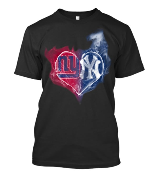 NY Giants NY Yankees Heart Smoke T-Shirt