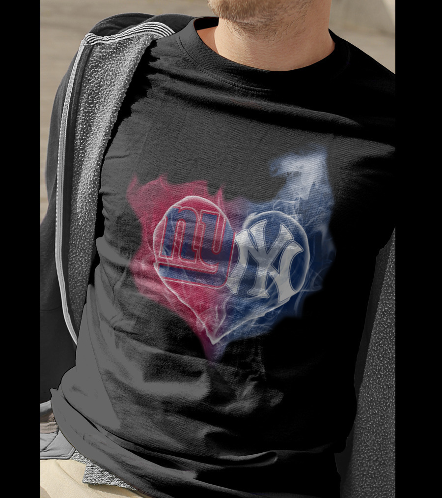 NY Giants NY Yankees Heart Smoke T-Shirt