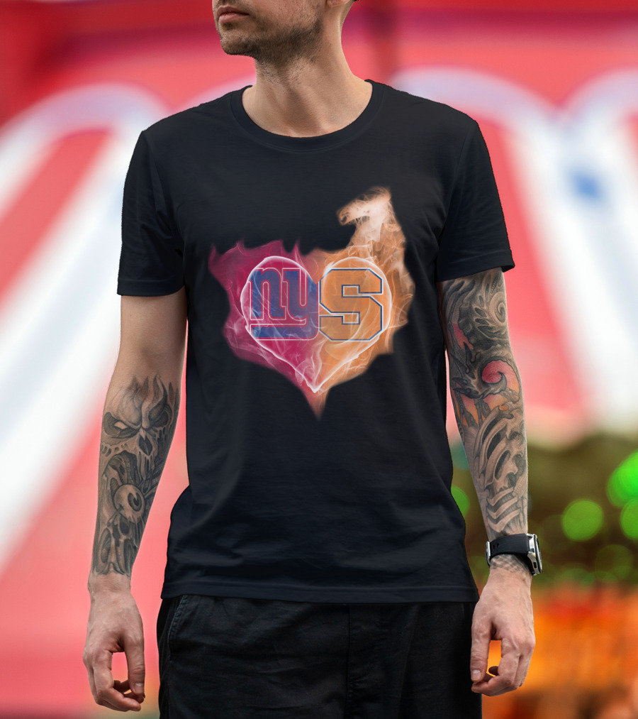 New York Giants Syracuse Orange Ny Heart Flame T-Shirt