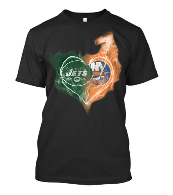 Jets New York Islanders Heart Smoke Fusion T-Shirt