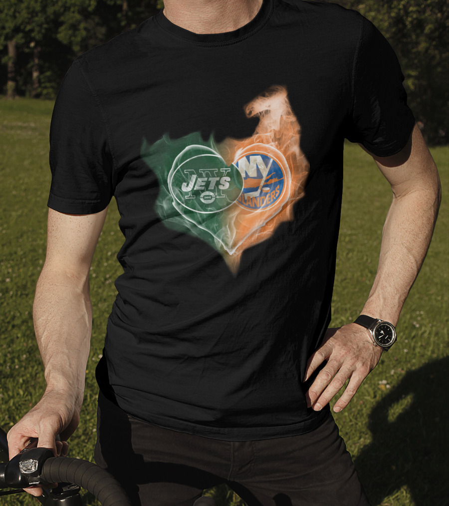 Jets New York Islanders Heart Smoke Fusion T-Shirt