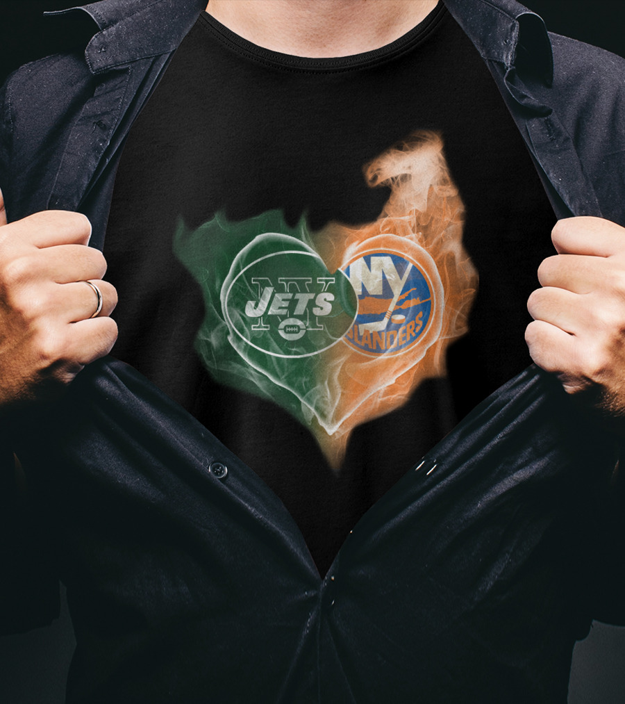 Jets New York Islanders Heart Smoke Fusion T-Shirt
