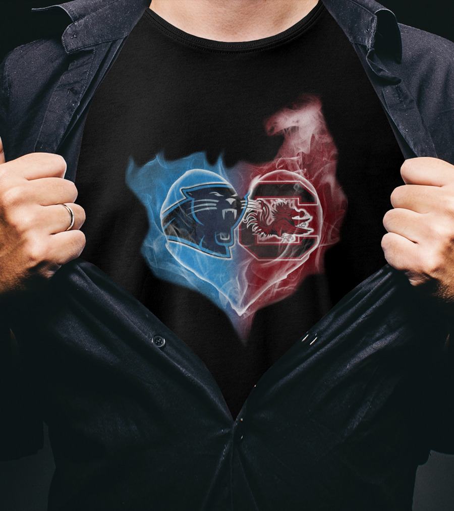 Panthers South Carolina Gamecocks Heart Icon T-Shirt