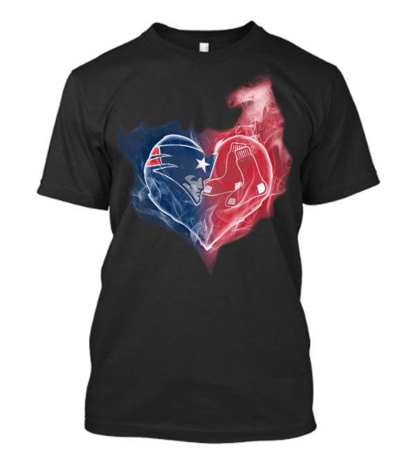Patriots And Boston Red Sox Heart Symbol Fusion T-Shirt