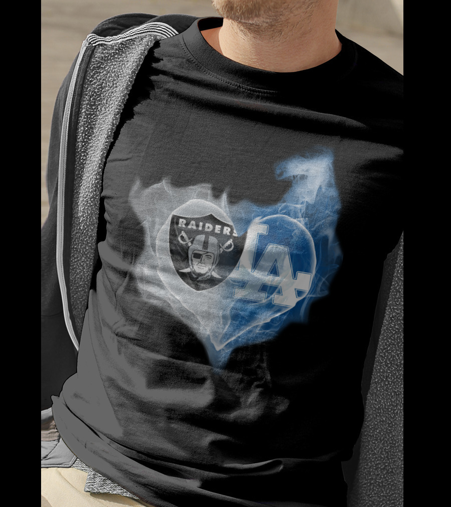 Raiders LA Dodgers Smoke Heart T-Shirt