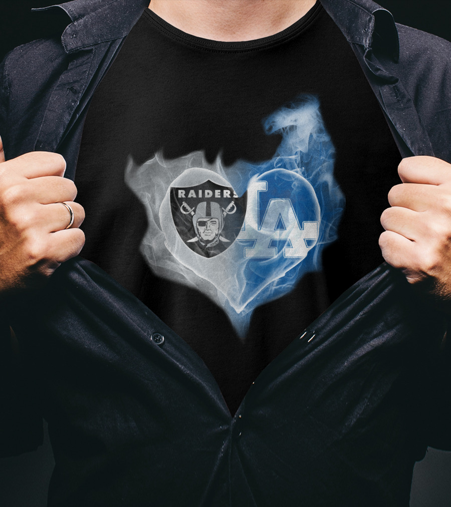 Raiders LA Dodgers Smoke Heart T-Shirt