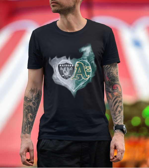 Premium T-Shirt: Raiders A's Heart Smoke T-Shirt Raiders A's Heart Smoke T-Shirt