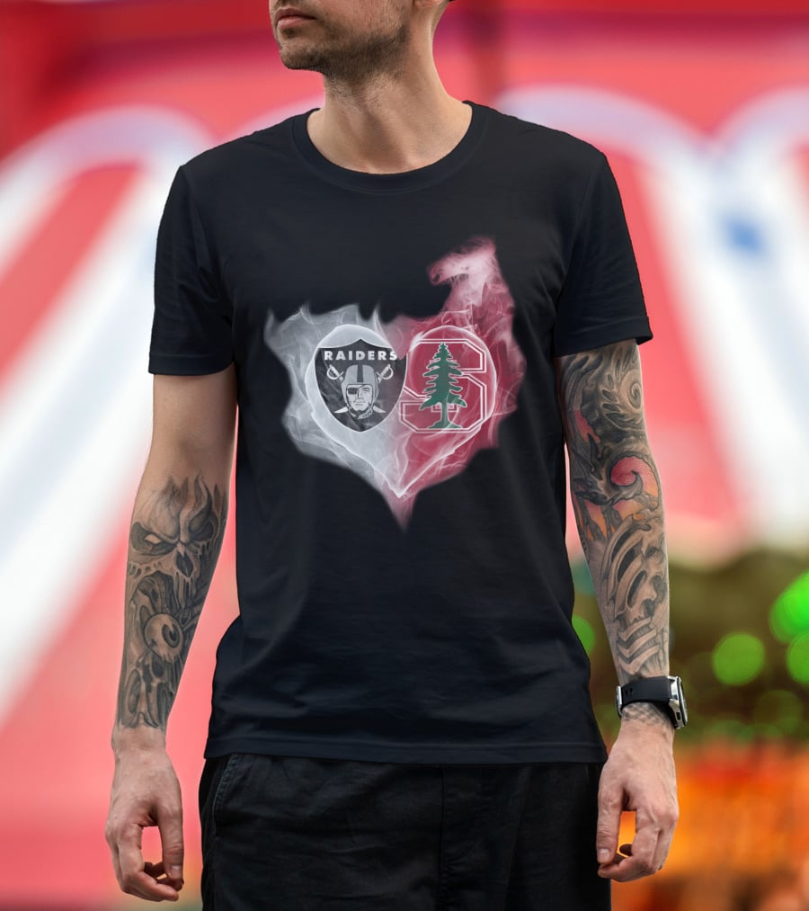 Raiders Stanford Cardinal Heart Emblem Fusion T-Shirt