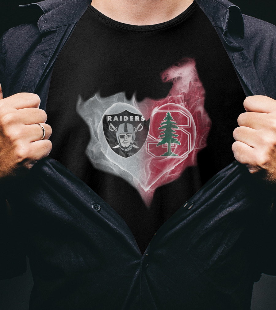 Raiders Stanford Cardinal Heart Emblem Fusion T-Shirt