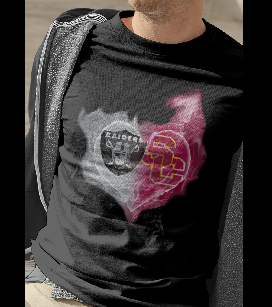 Raiders USC Trojans Heart Logo Fusion T-Shirt