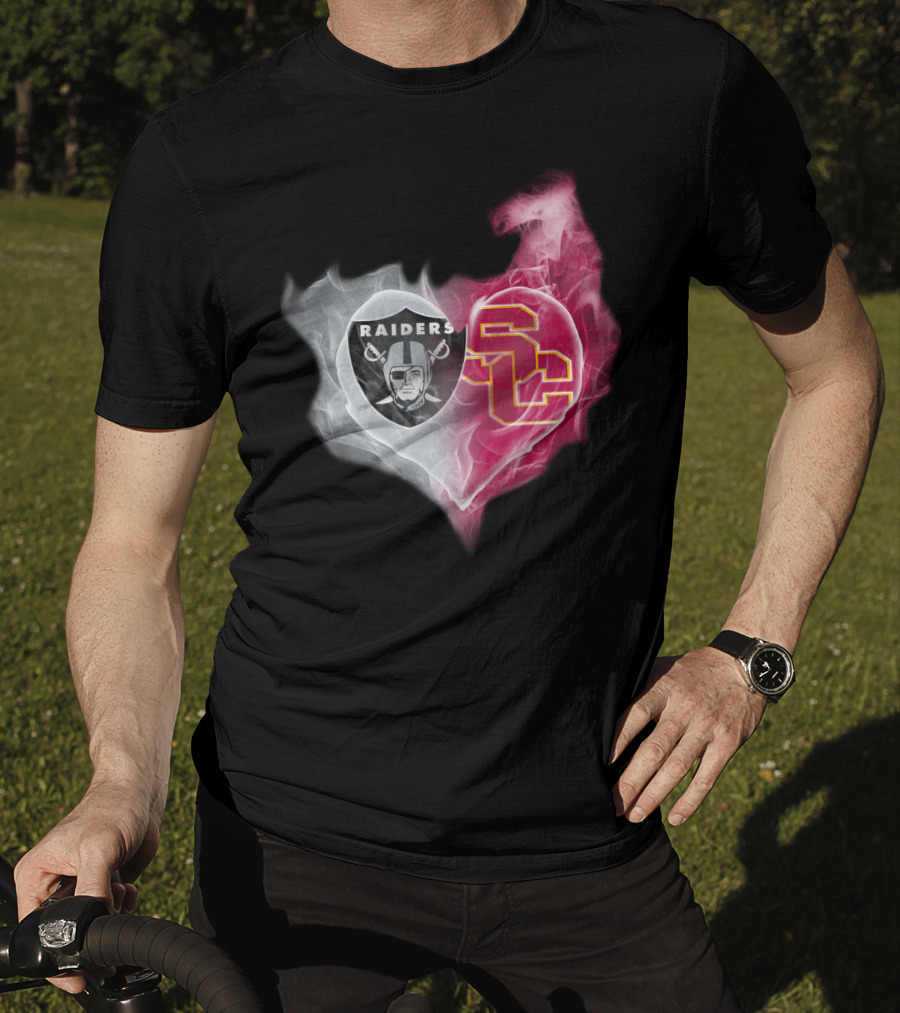 Raiders USC Trojans Heart Logo Fusion T-Shirt