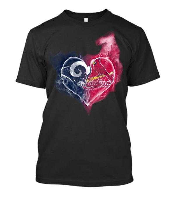 Rams Cardinals Heart Logo Smoke T-Shirt