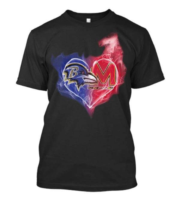 Ravens Maryland Terrapins Heart Logo Fusion T-Shirt