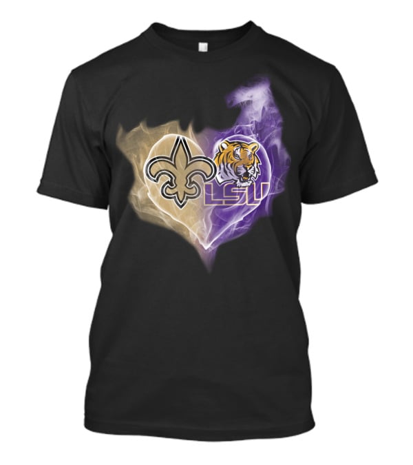 Saints Fleur-de-Lis LSU Tigers Heart T-Shirt