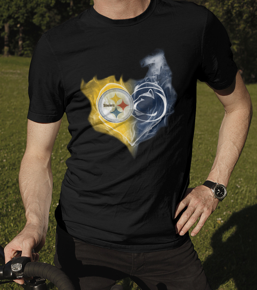 Steelers Penn State Nittany Lions Heart Flame T-Shirt