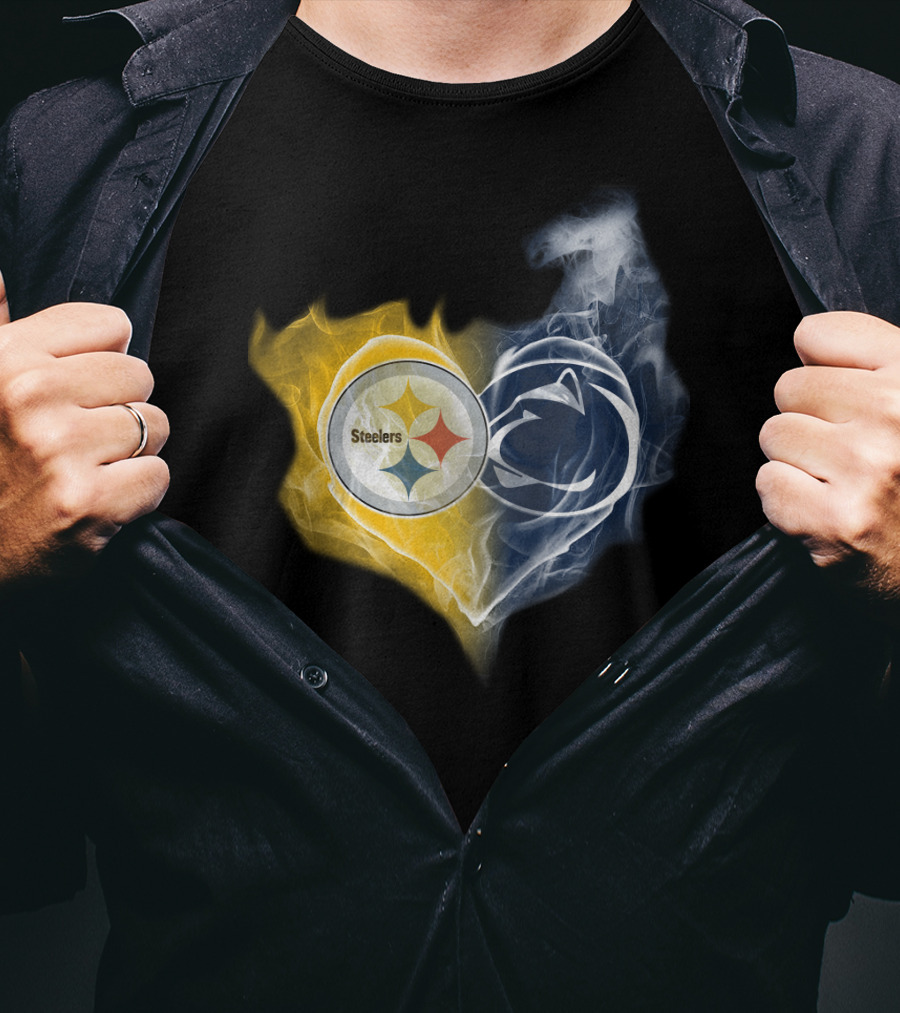 Steelers Penn State Nittany Lions Heart Flame T-Shirt