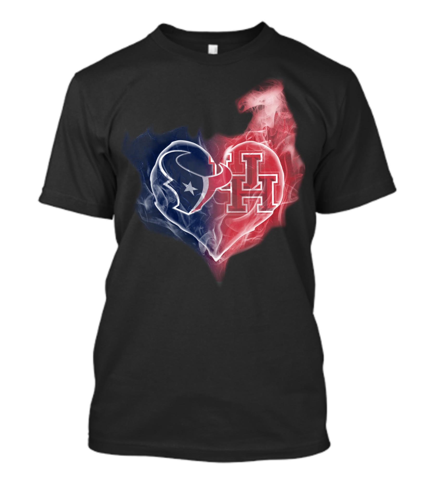 Texans Houston Cougars Heart Logo Smoke T-Shirt