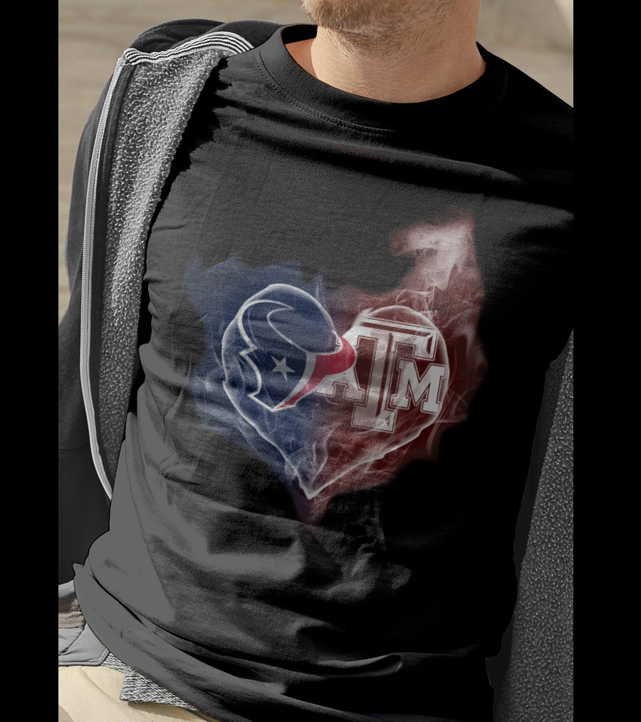 Texans Heart Texas A&M Aggies Logo Fusion T-Shirt
