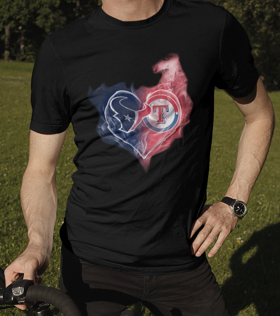 Texans Texas Rangers Heart Logo Combination T-Shirt