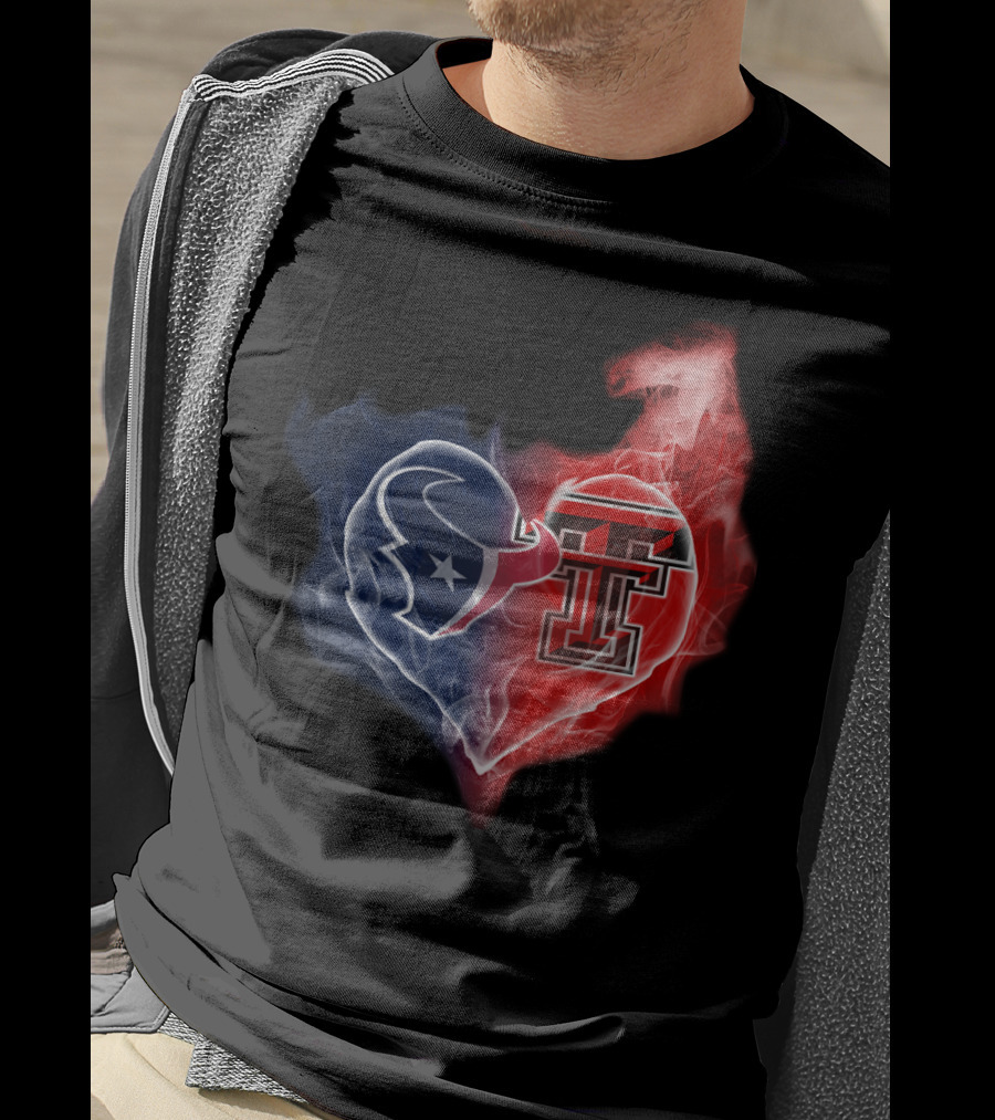 Texas Tech Red Raiders Houston Texans Heart T-Shirt