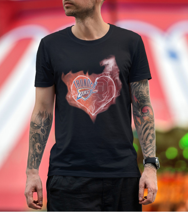 Premium T-Shirt: Thunder OKC Heart Oklahoma Sooners OU T-Shirt Thunder OKC Heart Oklahoma Sooners OU T-Shirt