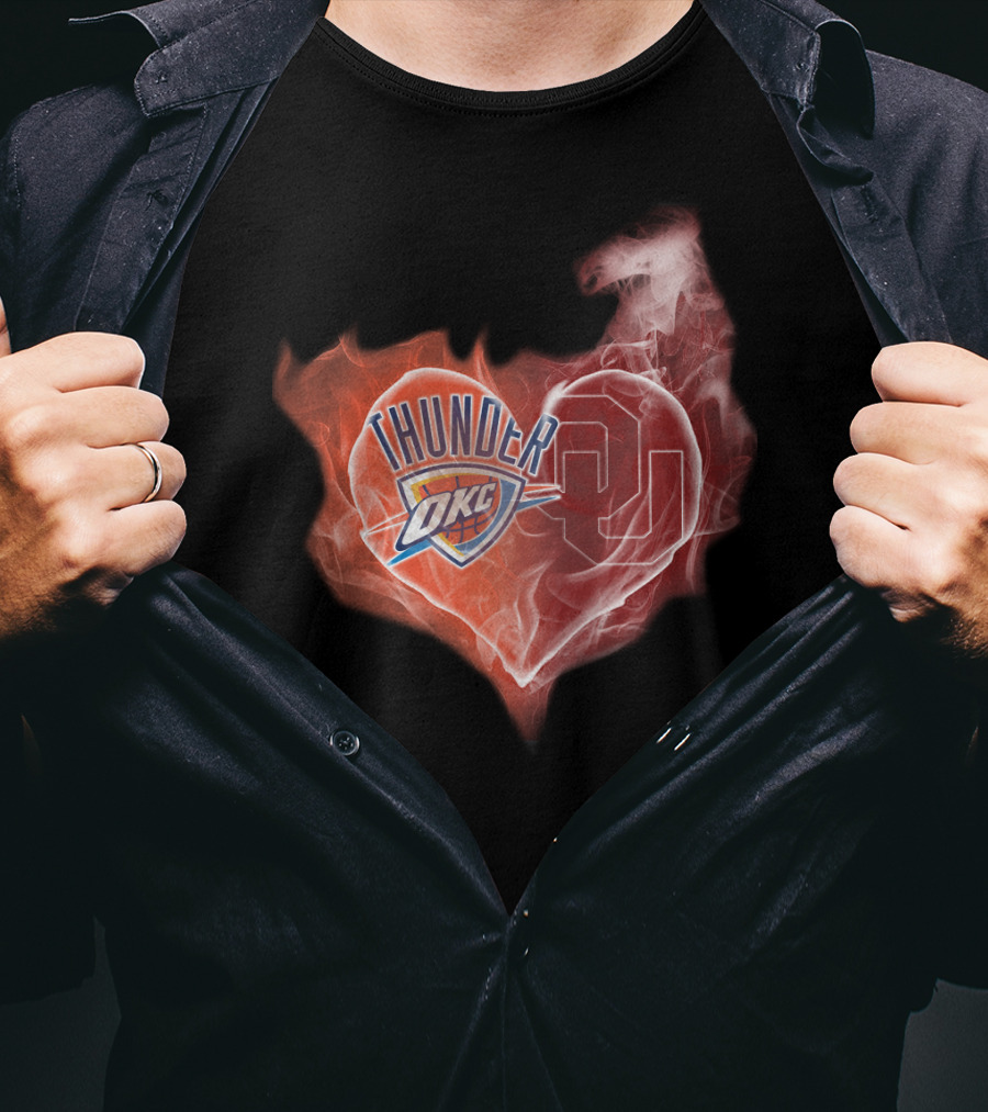 Thunder OKC Heart Oklahoma Sooners OU T-Shirt