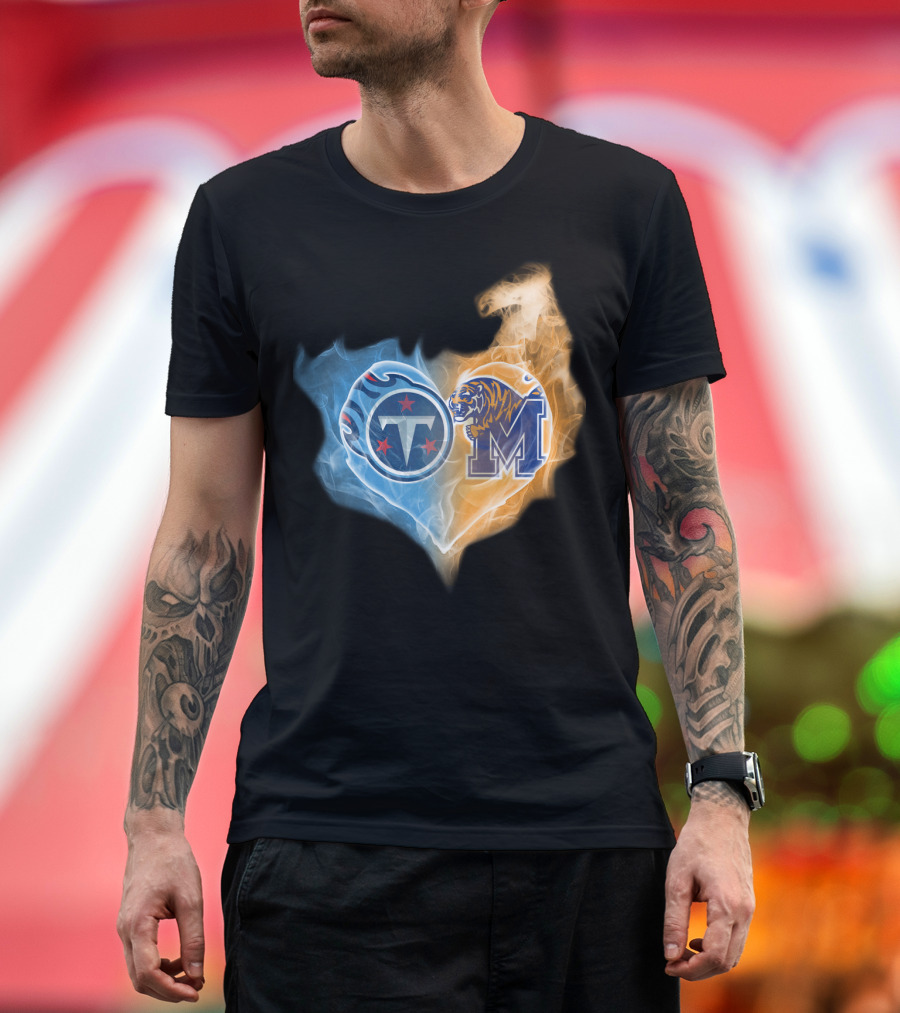 Titans Memphis Tigers Heart T-Shirt