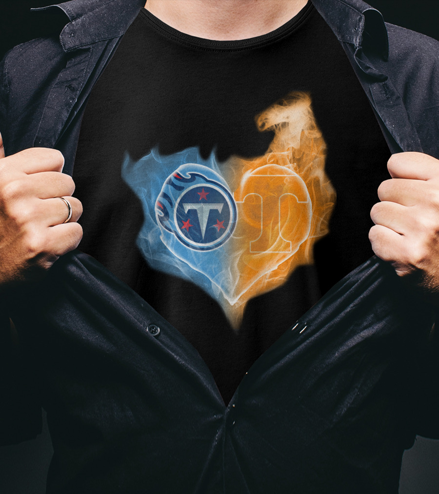 Tennessee Titans Volunteers Flaming Heart Emblem T-Shirt