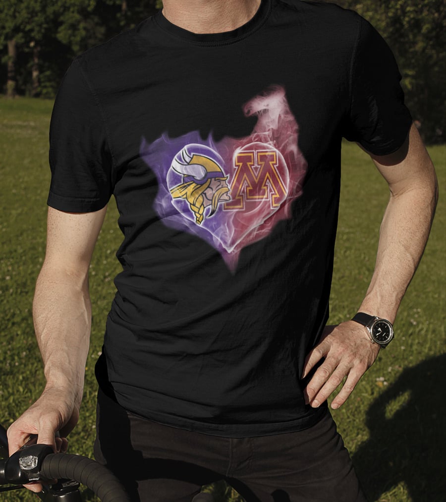 Vikings Minnesota Purple Gold Heart M T-Shirt