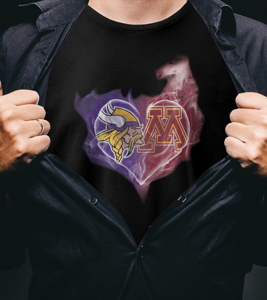 Vikings Minnesota Purple Gold Heart M T-Shirt
