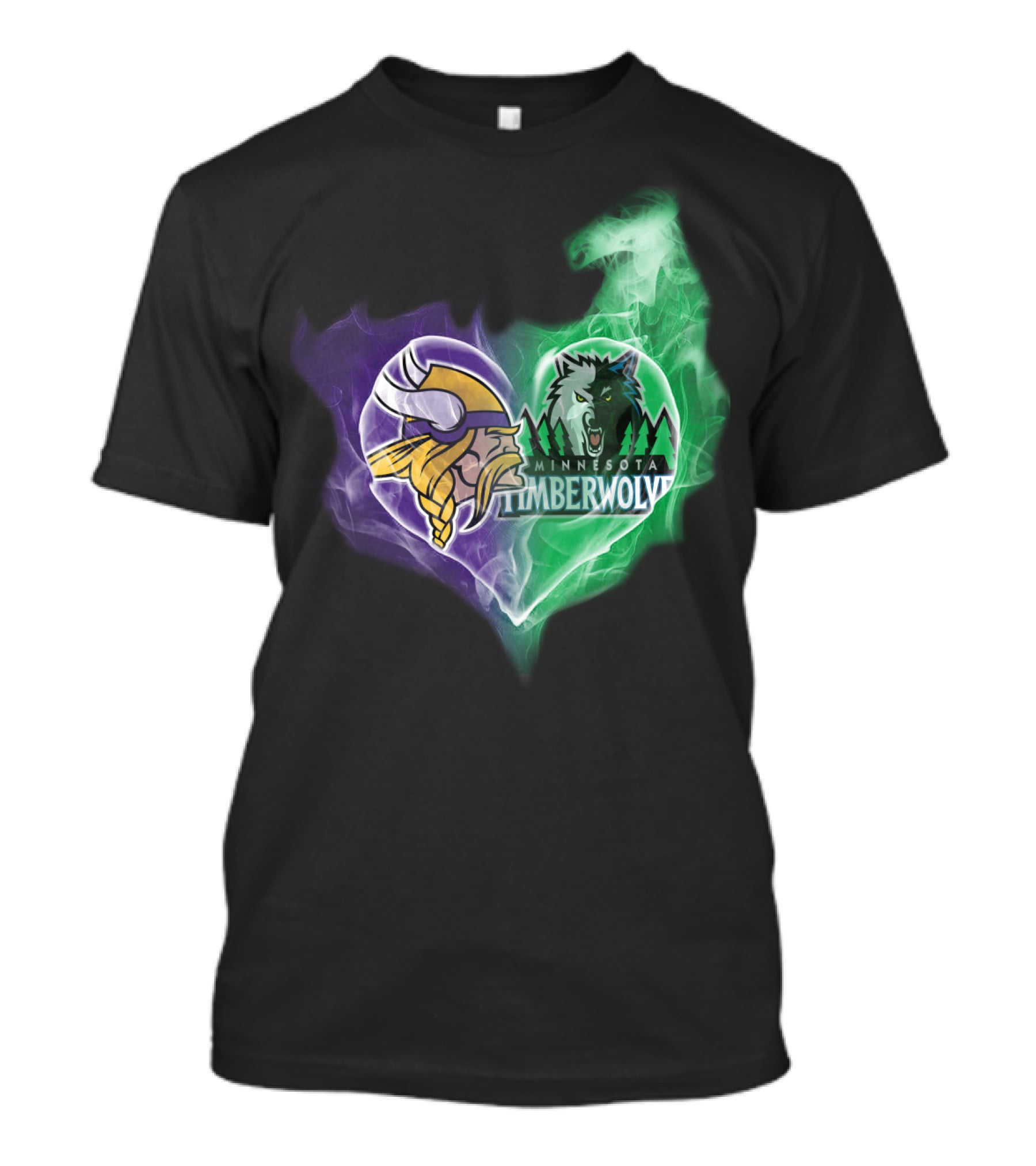 Vikings Minnesota Timberwolves Heart Logo Fusion T-Shirt