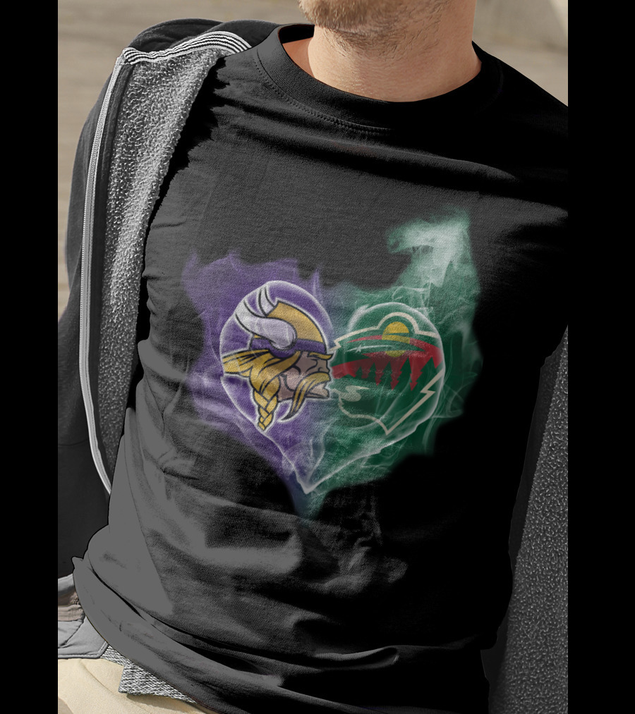 Vikings Minnesota Wild Heart Logo Fusion T-Shirt