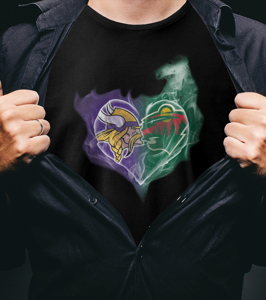 Vikings Minnesota Wild Heart Logo Fusion T-Shirt