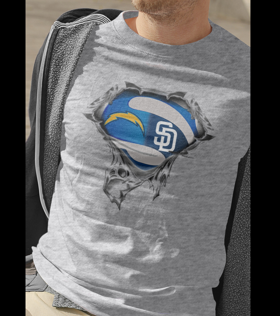 Chargers Padres Superhero Logo Fusion T-Shirt