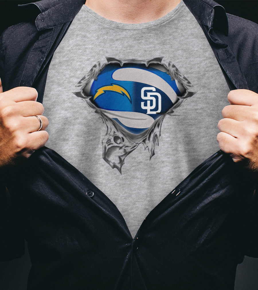 Chargers Padres Superhero Logo Fusion T-Shirt