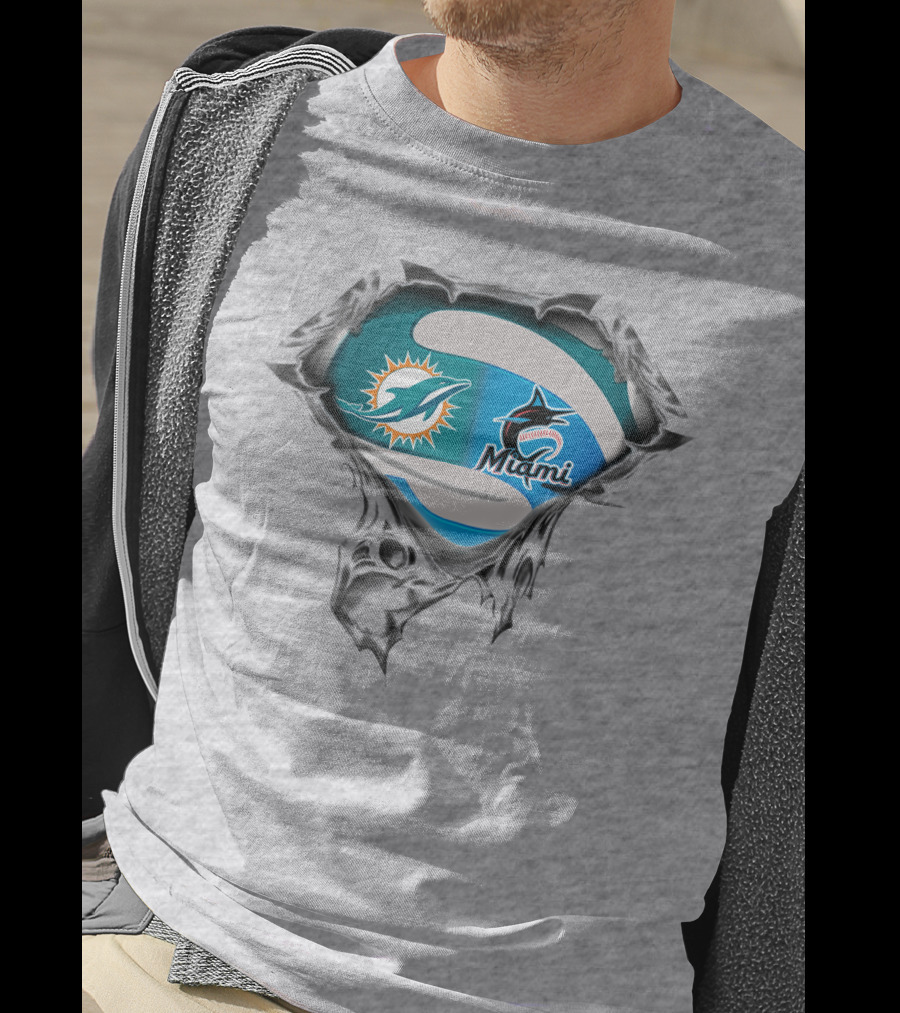 Miami Dolphins Marlins Logos T-Shirt