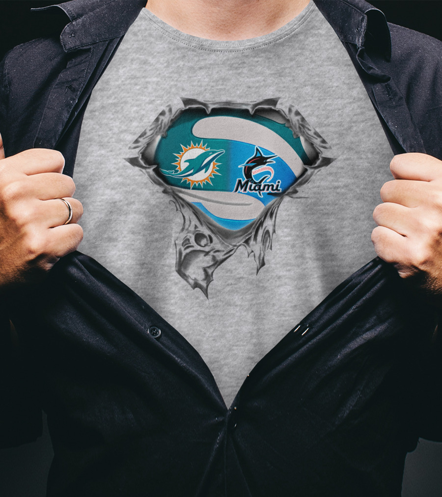 Miami Dolphins Marlins Logos T-Shirt