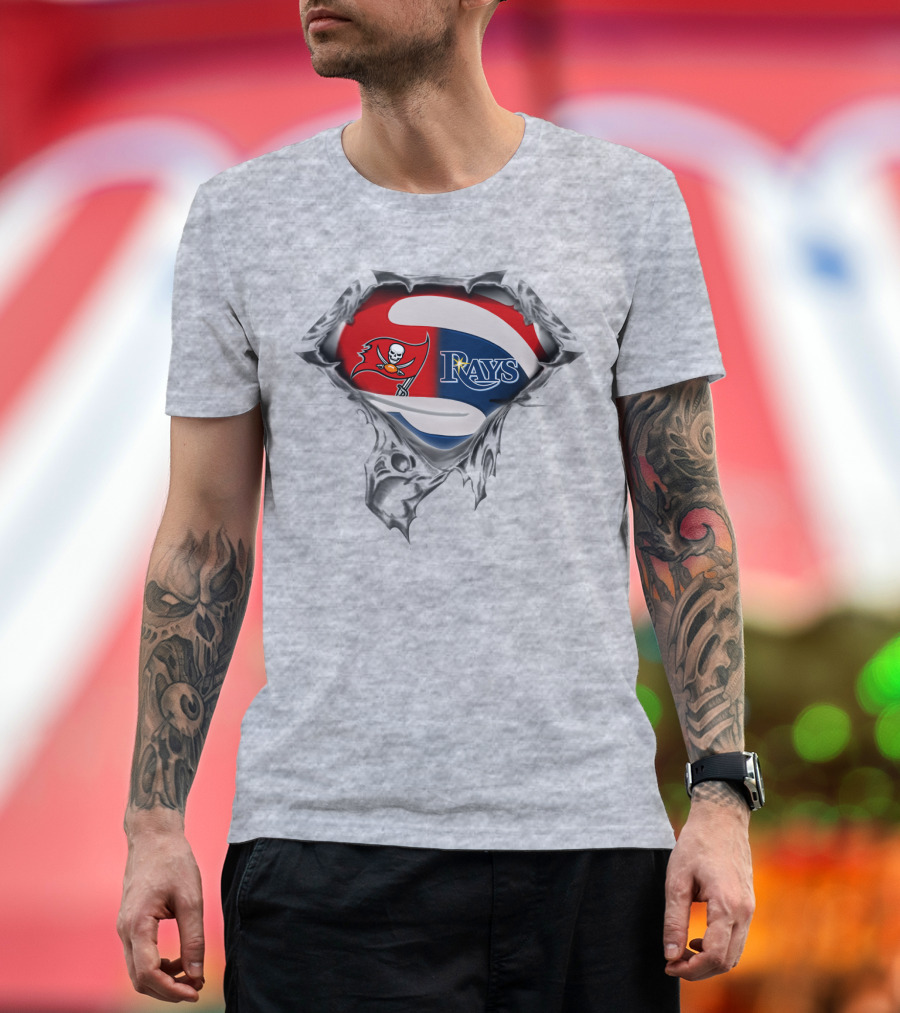 Buccaneers Rays Superhero Torn T-Shirt