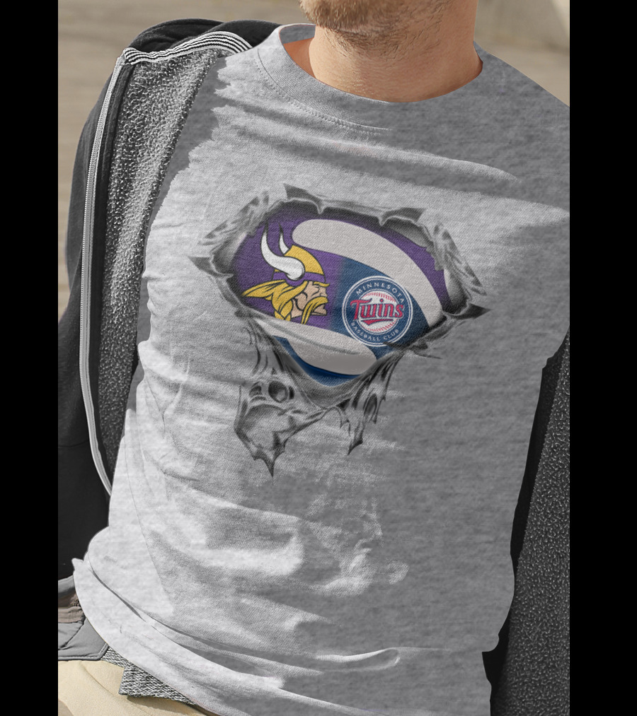 Minnesota Vikings Twins Baseball Crossover Fan T-Shirt