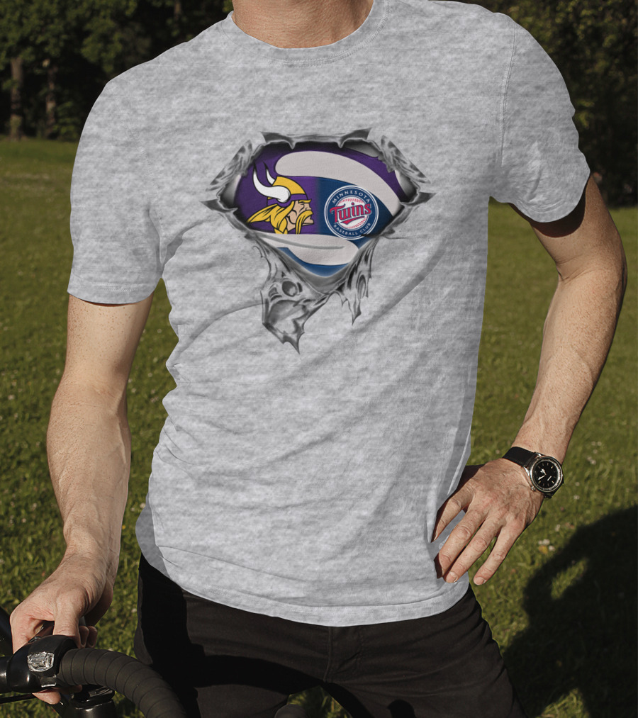 Minnesota Vikings Twins Baseball Crossover Fan T-Shirt