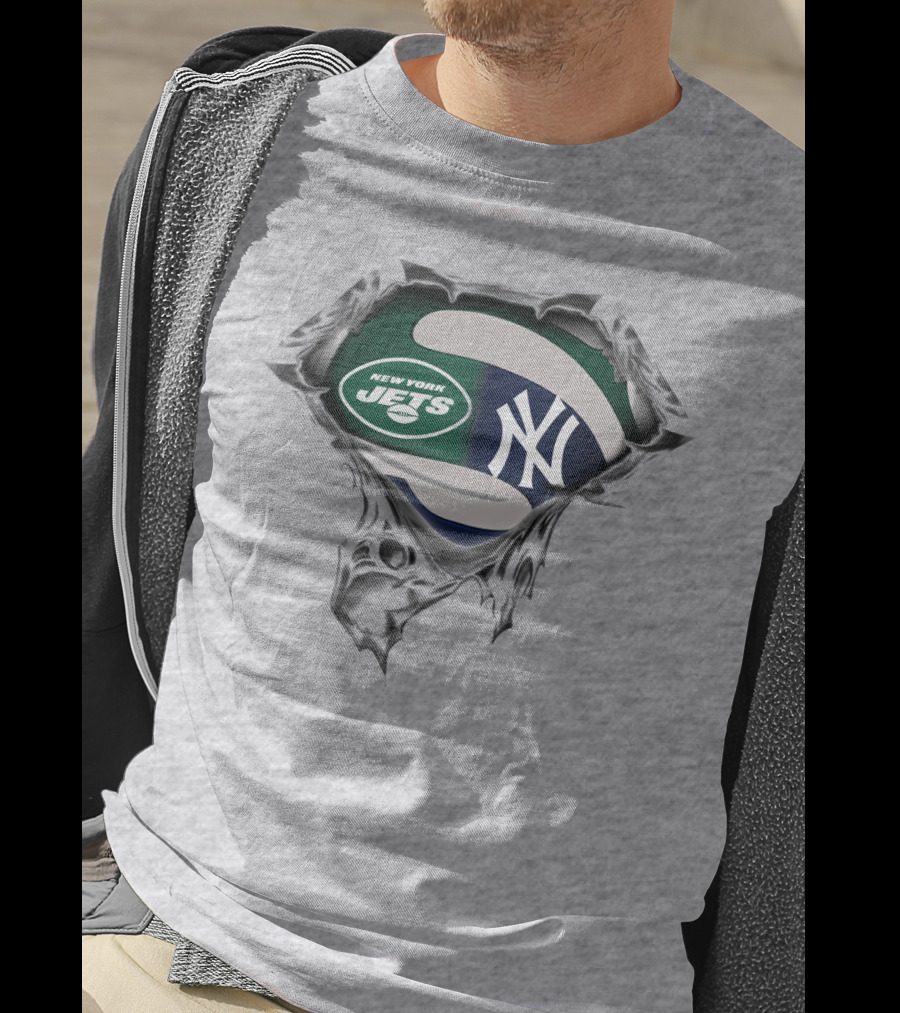 New York Jets New York Yankees Logo Fusion T-Shirt