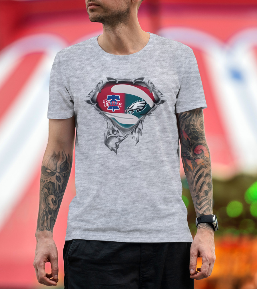 Phillies Eagles Logo Mashup Superhero Style T-Shirt