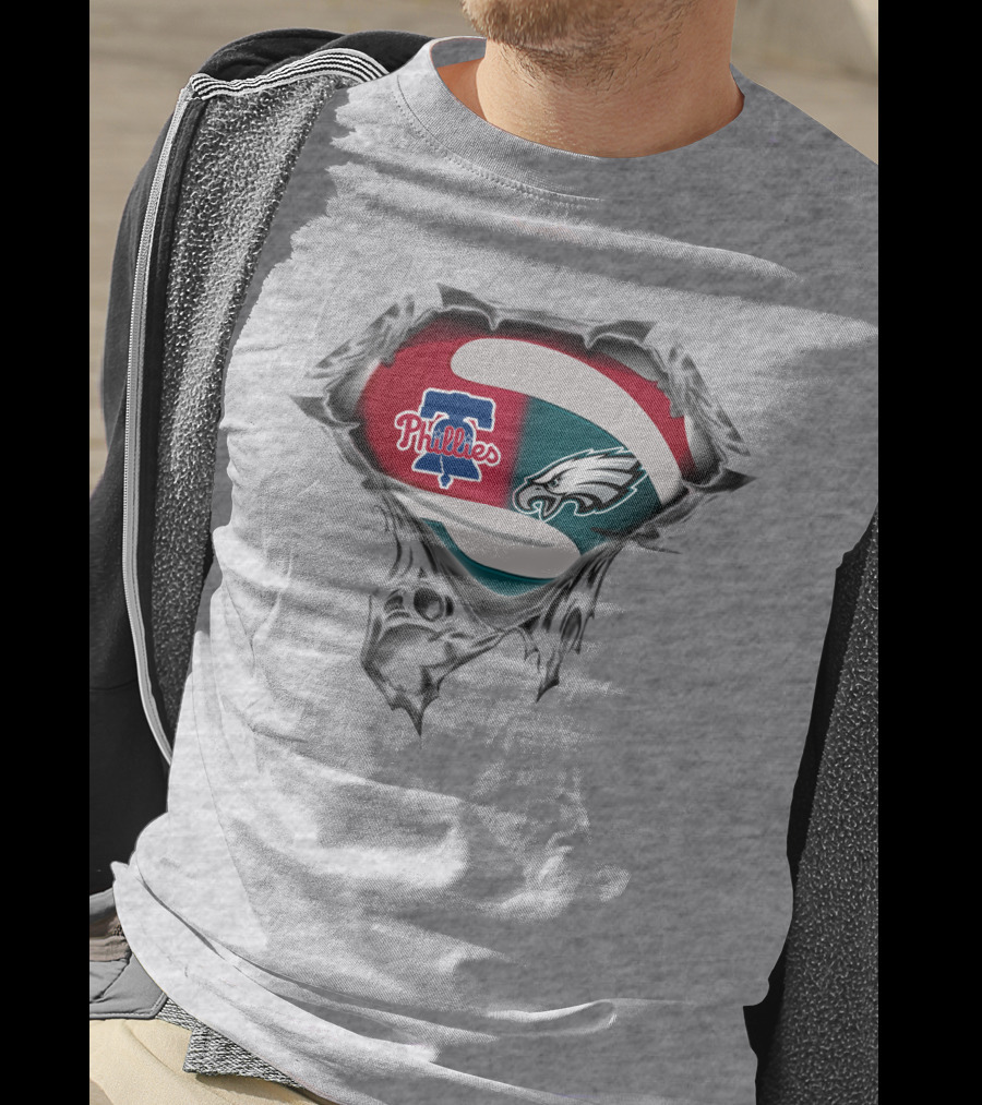 Phillies Eagles Logo Mashup Superhero Style T-Shirt